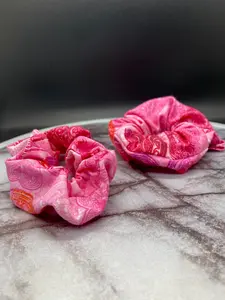 Red Pink Hearts Hair Scrunchies