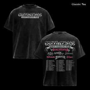 Vintage Greyday 2026 North American Tour Shirt – Vintage Washed Oversized Graphic T Shirt, Rock Band Tour Merch Style, Dark Hip Hop Streetwear Aesthetic, Heavy Cotton Washed Tee, Casual Unisex Men Women Top, Music Fans Gift
