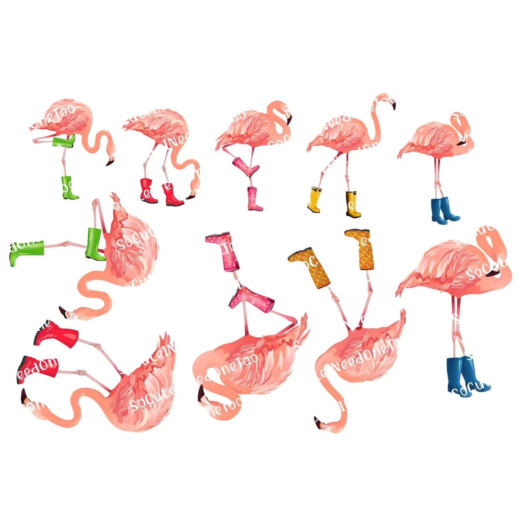 Flamingo in Boots Waterslide Decals – Whimsical Flamingo Designs for Tumblers