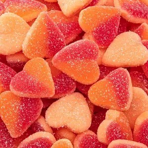 Peach Hearts Gummy Candy | 1-Pound Bag | Sweet and Sour Dye Free Candy Hearts | Soft Peach Gummies for Gifting, Buffets, Party Favors and Dessert Topping