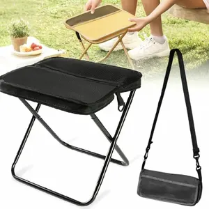 Portable Folding Stool with Carry Bag, Lightweight Foldable Stool, collapsible stools, Outdoor Chair with Pocket, Travel, Bbq, Fishing, Beach, Picnic, Camping Folding Chairs, Folding Lawn Chair, Sturdy Outdoor Bench, Camping Furniture