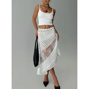 Rennar Maxi Skirt White / Polka Dot