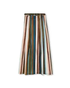 Striped Maxi Poplin Skirt- Stripe