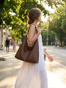 Brooklyn Shoulder Bag - Minimalist Solid Color Soft PU Leather Hobo Bag with Cosmetic Pouch for Daily Use & Casual Outings Elegant Bags