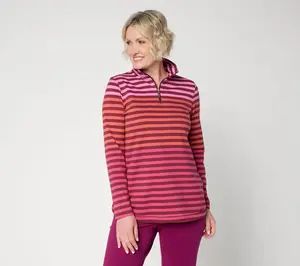 Denim & Co. Active Petite Striped French Terry Tunic