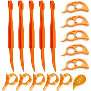 Orange Citrus Peelers,  Set of 15 Plastic Easy Slicer  Peeler Remover Opener Kitchen Accessories  Cooking Tool Kitchen Gadgets (Set A)