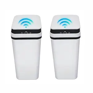 2 Pack Smart Touchless Automatic Motion Sensor Trash Can with Lid, 2.4 Gallon Garbage Bin for Kitchen Bathroom Office Bedroom (White+White)