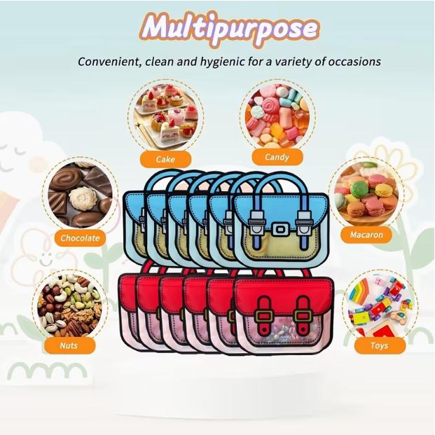 Gift for Her/Him 20 Pack Resealable Cute Gift Bags with Ziplock Seal for Birthday Party Supplies, Goodie Bag for Candy, Food, Snacks Or Favors