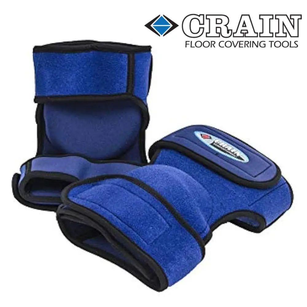 Crain Bon Tool Knee Pads Co. Model 197 Heavy Duty Portable Blue Carpet Installer Knee Pads with Extra-Wide Velcro Straps for Secure Fit