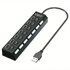 High-Speed USB 2.0 HUB with 4/7 Ports and Individual On/Off Switch, USB Powered Multi-Device Connector for Efficient Connection USB Ports Output