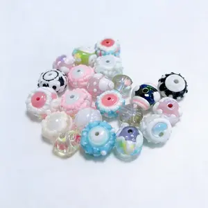 Cream Flower Bead String for Girls, Style DIY Accessories, 3D Shiny Handmade Crafting Supplies, Fashion Jewelry Making Kit