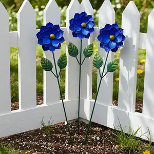 Easter Garden Decor Outdoor Set, Metal Flower Stakes, Colorful Spring Floral Decoration, Lawn Path Yard Porch Planter, Garden Accessories, Rust-Resistant
