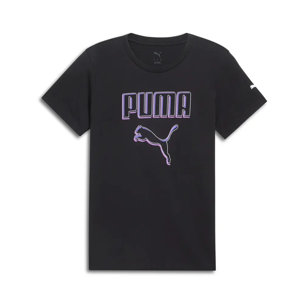 PUMA Womens Vivid Graphic Crew Neck Short Sleeve Casual Tops Casual - Black