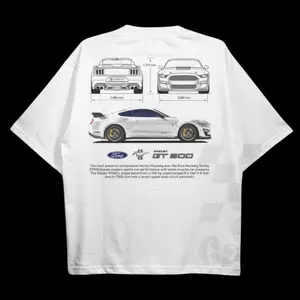 Drive in Style: Car-Themed T-Shirts, Mustang Shelby GT500 WHITE T-Shirt, Mustang Shelby GT500 Technical Specs T-Shirt, Racing Shirt, Sport Car Shirt