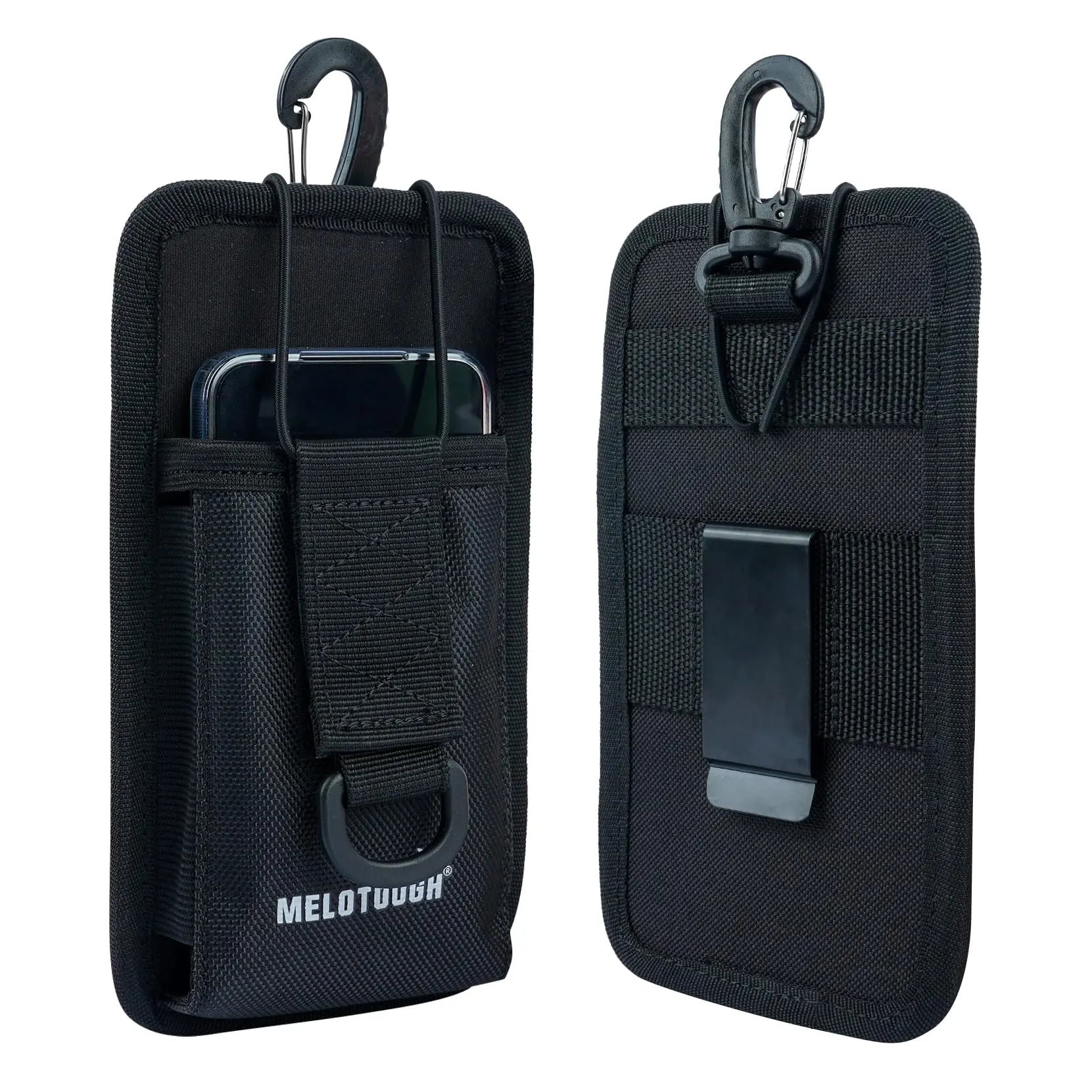 MELOTOUGH Nylon Cell Phone Holster with Secured Belt Clip, Large Cell Pouch for Mobile Phone Carrying