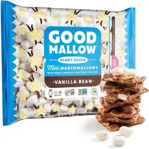 GoodMallow Mini Vegan Marshmallows, Gelatin-Free, Dairy-Free, Gluten-Free, Kosher & Halal, Non-Artificial, for Hot Chocolate, Baking & S’mores