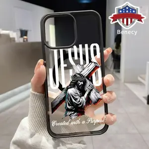 Cross of Faith Pattern Magnetic Phone Case Supports Wireless Charging for iPhone 15 16 14 Pro Max 13 12 11 XR XS Plus Shockproof Non Slip Protection Silicone Transparent Acrylic Cover Cellphone Protective