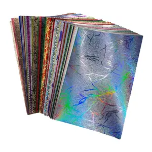 A5/A6 120g Glitter Textured Scrapbook Paper 50 Sheets Assorted Colors Designs Embossed Holographic Art Paper DIY Greeting Cards Junk Journal Supplies