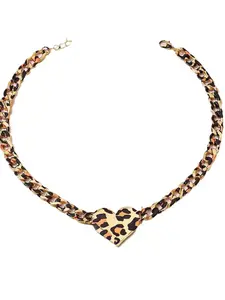 Fashion Unique Simple Vintage Leopard Heart Necklace for Women, Cross-Border Chain Necklace, Suitable for Spicy Girls, Fashionable Jewelry