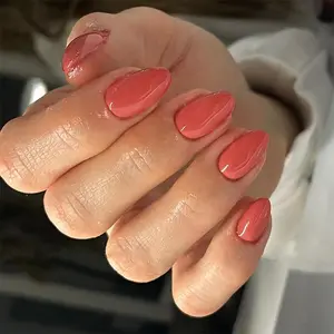 120Pcs Orange Press on Nails Short Oval Fake Nails Press ons, Glossy Finish, Salon Quality Short False Nails, Short Almond Nails Oval Round Shaped Nails for Women