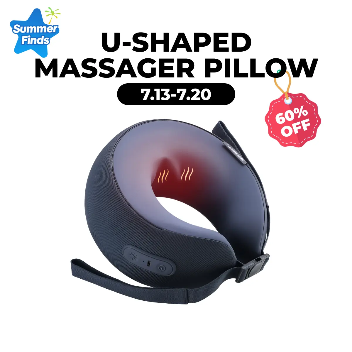 CINCOM U-Shaped Neck Massager Pillow(Mid-Night Blue),Cervical Support with Soothing Heat & Kneading, 360° Memory Foam Support, Cordless, Rechargeable & Portable, Perfect Gift for Black Friday, Thanksgiving, Christmas, Birthdays & More