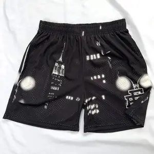 Unisex EE Basic Shorts, Y2K Star & Paisley Mesh Shorts, Skyline Streetwear Graphic Gym Trunks, Breathable Summer Activewear, Gift for Him