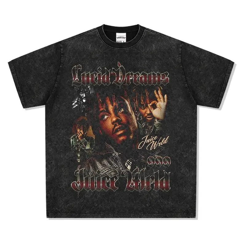 Juii_cees Wrild Vintage Wash T-shirt, Long Sleeve, Retro Hip-hop Tribute Apparel For Fans