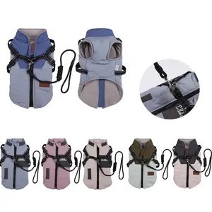 Winter Pet Dog Jacket With Harness Warm Pet Clothes Waterproof Dog Coat For Small Large Dogs Chihuahua French Bulldog Outfits
