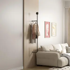 Wall Mounted Clothes Rack – Minimalist-Saving Coat Hanger with, Sturdy Construction for Bedroom, Entryway, Living Room (black)