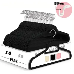 10/20/50 Pack Premium Velvet Hangers, Non-Slip Flocked Felt Hangers, Sturdy Clothes Hangers with 360° Rotatable Hook, Heavy Duty Coat Hanger, Durable Slim Hanger for Closet Space Saving