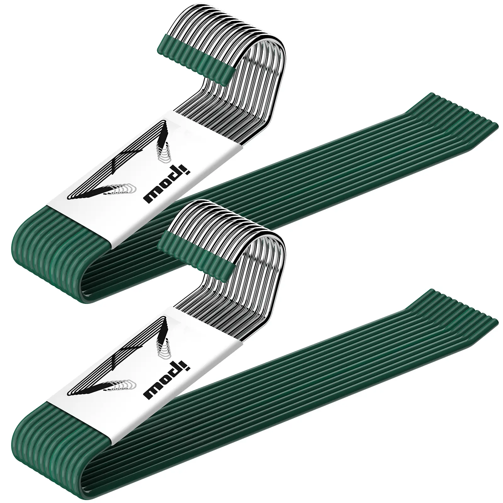 Heavy Duty Metal Pants Hangers, 24 Pack Jean Hangers for Closet, Open Ended Clothes Hanger for Pant Slack Trouser Scarf, Space Saving, Non Slip, Dark Green Organiser Hanging