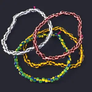 Striped Seed Bead Bracelet Stack - 4pcs