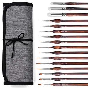 Golden Maple Miniature Paint Brushes Dry brush-18PCS Micro Detail Paint Brush Set, Small Fine Detail Model Brushes for Acrylics, Watercolors & Paint by Number, Figurine - Cocoa Brown