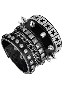 Punk Rock Style Spiked Decor PU Leather Bracelets, Fashionable Bracelet for Women & Men, Trendy All-match & Exquisite Jewelry for Birthday Gift, Gothic Jewelry