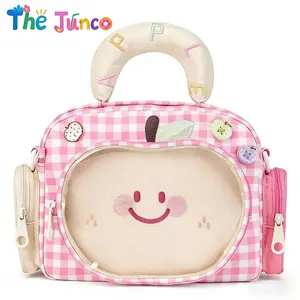 The Junco Apple Ita Bag Cute Plaid Dopamine Design Transparent Window Versatile Shoulder Crossbody Bag Ideal Christmas Gift for Anime Fans