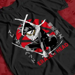 My Hero Academia Anime T-shirt & Sweatshirt, Eraser Head Aizawa Graphic Tee, Anime Manga Lover Gifts Cotton Menswear Top Breathable