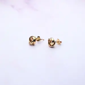Vintage Ultra Mini 14K Solid Gold Knot Stud Earrings