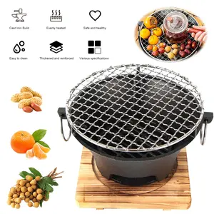 Stainless Steel Barbecue Grill Round Charcoal Grill Stove for Family Gathering Bbq Party Tabletop Iron Charcoal Stove