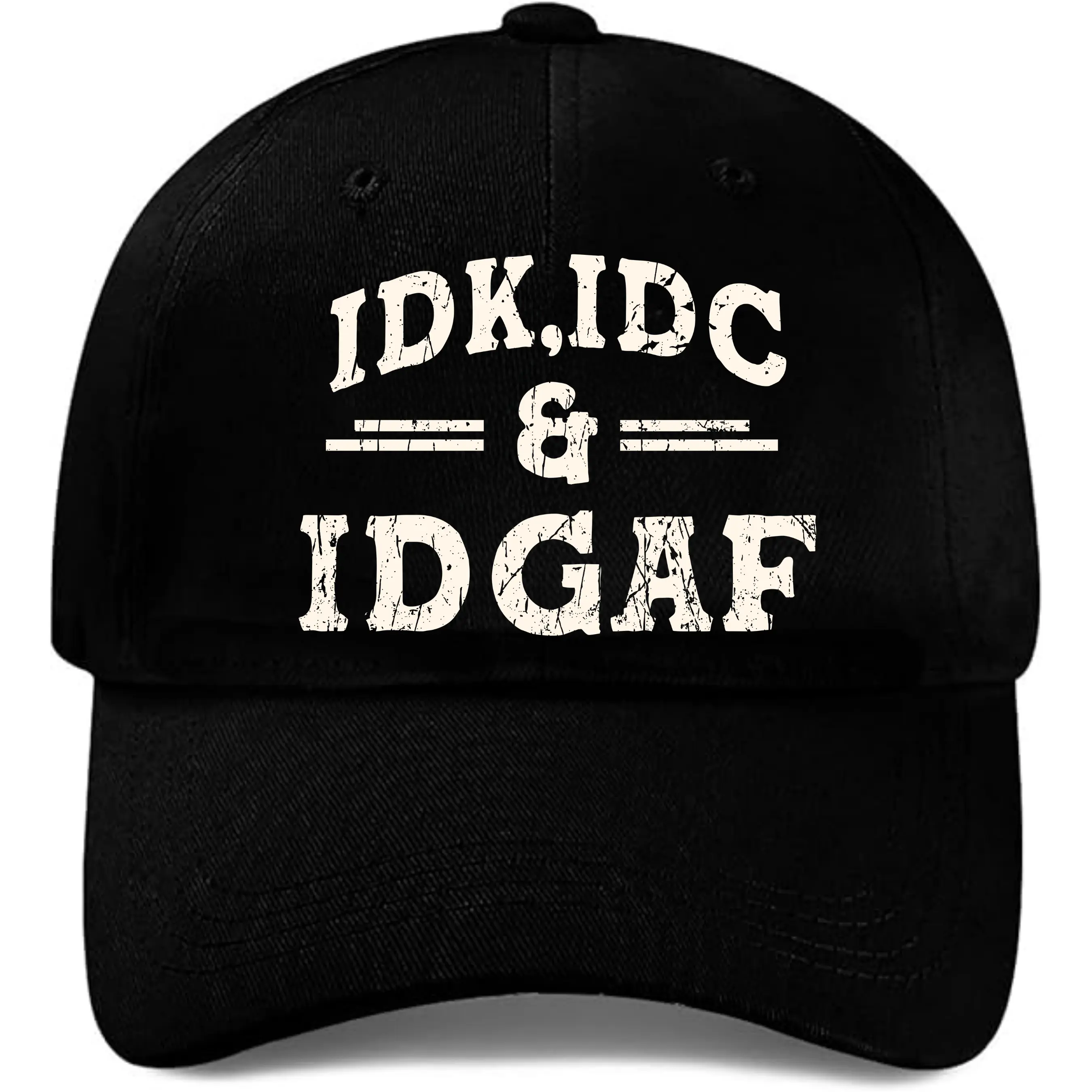 IDK IDC IDGAF Baseball Cap, Funny Attitude Hat, Sarcastic Gen X Gift, Adjustable Dad Cap.