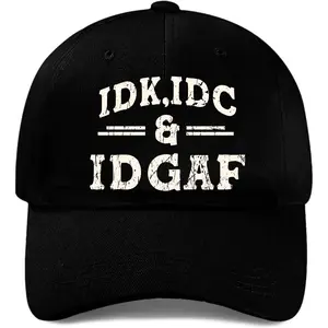IDK IDC IDGAF Baseball Cap, Funny Attitude Hat, Sarcastic Gen X Gift, Adjustable Dad Cap.