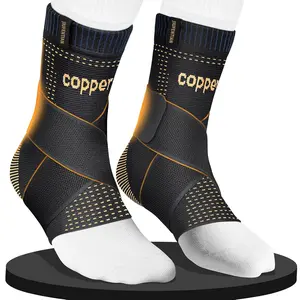 Adjustable Copper Ankle Brace for Achilles Tendonitis and Plantar Fasciitis - Compression Sleeve for Men and Women - Menswear, Man Foot Injury Healthcare gear goalie hockey Tape Sports Kinesiology Universal Elastic Muscle Support Athletic