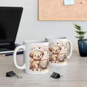 Paws & Coffee Ceramic Mug — Cat & Dog Owning Coffee Lovers (11oz )