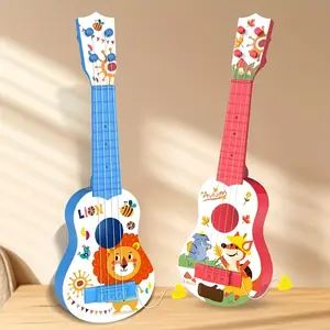 Cartoon Ukulele Toy Musical Instrument, Red/Blue Plastic Playable Music Toy
