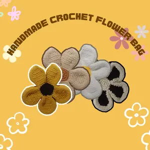 Handmade Crochet Bag Floral Daisy Shape Cute Bag For Any Occasion Crafted Bag By Hand 4 Colors Bag Warm Bag For Winter Baggy Bag