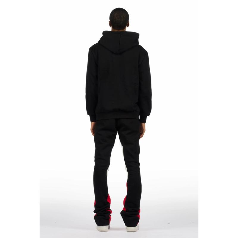 Scottie Black/Red Paint Splatter Hoodie/Stacked Flare Pant Set