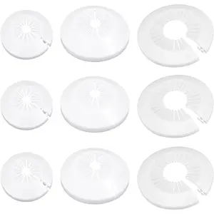9 PCS Plumbing Cover Plates Plastic Escutcheon Plate Flange Pipe Covers for Bathroom (3PCS Apply to 0.4" to 1.14" and 3PCS Apply to 0.78" to 2.32" and 3PC Apply to 1.77" to 3.31")