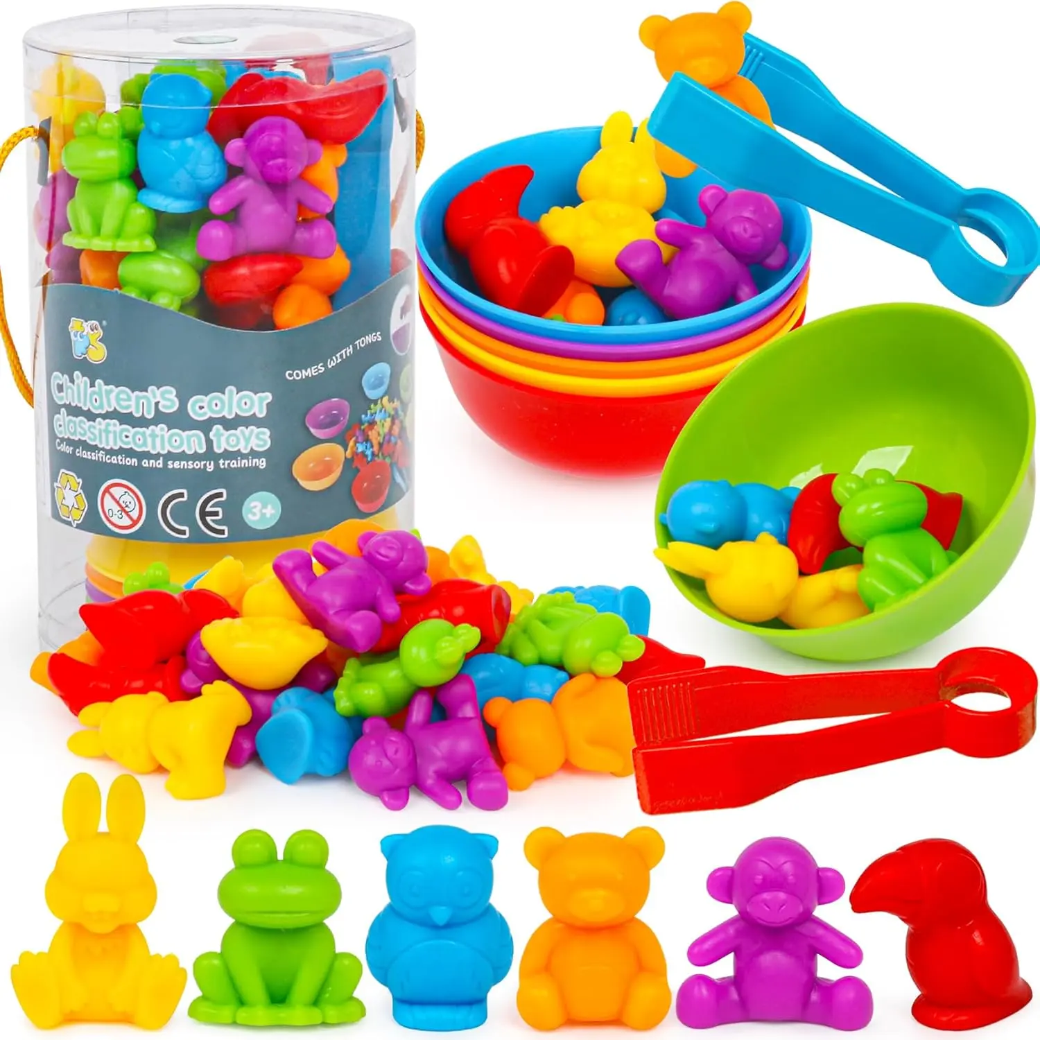 36 PCS Animals Counting&Sorting Shape Sorter Colour Toys Animals ...
