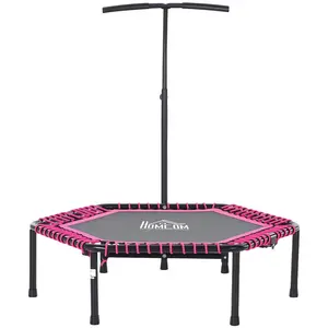 Soozier 48" Adult Hexagon Rebounder Trampoline Fitness Bungee Jumping Cardio Trainer Outdoor Bouncer Jumper Adjustable Bar Pink