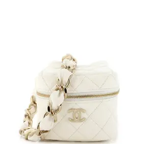 Pre-owned CHANEL leather Mini Bags CC Cube Zip Clutch with Chain Handle Quilted Lambskin BF00103