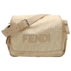 Pre-owned FENDI Nylon Crossbody Bags FF Pattern Print Baby Changing Bag In Beige